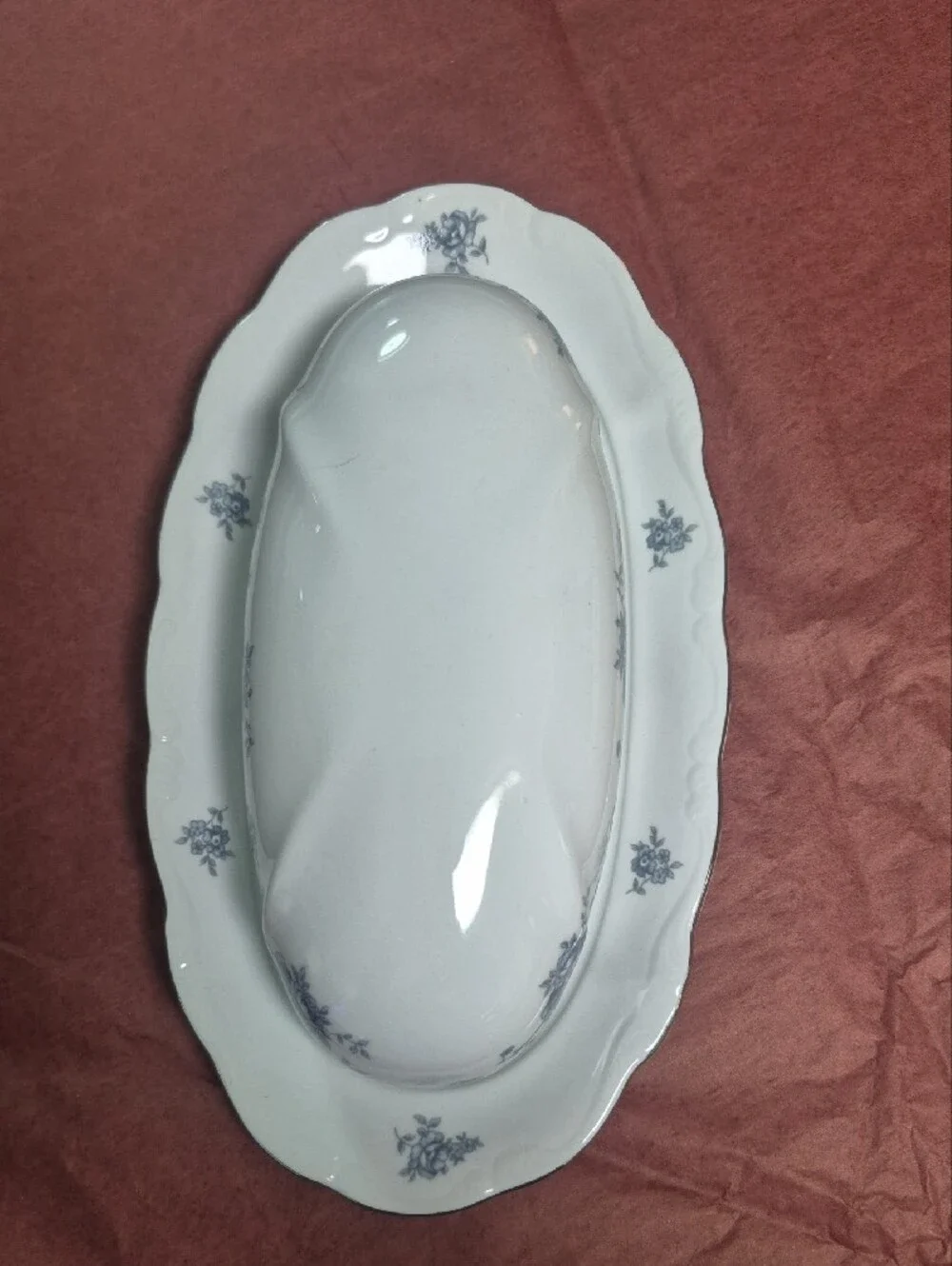 Traditions Johann Haviland Blue Garland Covered Butter Dish - Still In Box